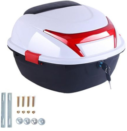 JEDAL Bauletto per moto Baule Motociclo Scooter 35L Bagaglio per Moto con serratura di sicurezza Valigia moto con schienale (Colore : White)