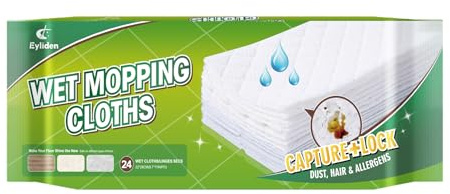 Eyliden 24 Count Heavy-Duty Pet Hair Sweeper Pads for 10 Mop | Deep Fiber Lock Technology for Fur & Dust, Universal, Disposable, Dry Floor Cleaning Cloths