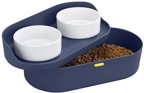Navaris Futterstation Hund - 2er Set - Futternapf erhöht - Erhöhter Hundenapf - Hunde Napfset - Fressnapf Hund erhöht - Hundebar - Hundefutterstation - Futterbar Hund - Navyblau