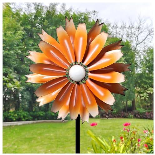 WindmüHle Garten 149cm Groß Deko WindmüHlen FüR Den Garten Edelstahl Kugellager Windrad Balkon FüR Terrasse Und Garten,Orange
