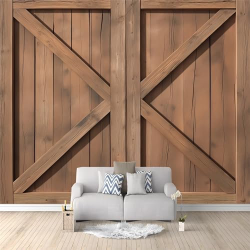 Art Fototapete Retro braune Holztür 150 x 105 cm Vlies Tapeten Moderne Wandtapete Wohnzimmer Schlafzimmer Spielzimmer Tapete