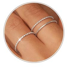 ZHESHY 3 Stück Ring Gold Silber Damen 14k Vergoldete Wasserfest Goldene Ringe Set Dünner Stapelbar Verlobungsring Eheringe Statement Daumenring Fingerring Hypoallergene für Frauen Schmuck Größe 52-64