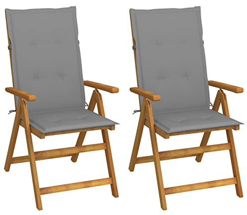 Xichuzi Garten-Liegestühle 2 STK. mit Kissen, Gartenmöbel, Balkonstühle, Chair Outdoor, Balkonmöbel Klein, Hochlehner, Essstühle, Balkon Stuhl, Bistrostuhl, Akazie Massivholz
