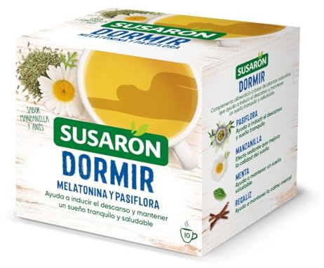 Susarón | Infusión Dormir Melatonina y Pasiflora | Sabor manzanilla y Anís | Caja 10 bolsitas