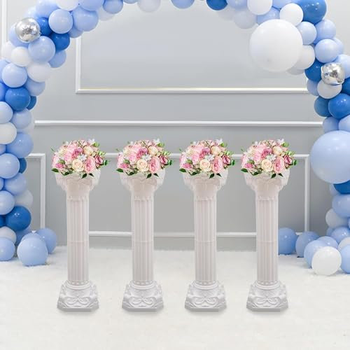 Elegant White Wedding Roman Column Pillars Set of 4 for Event Decor Pedestal Plant Stand Decoration for Party Flower Pot Columns Decoration