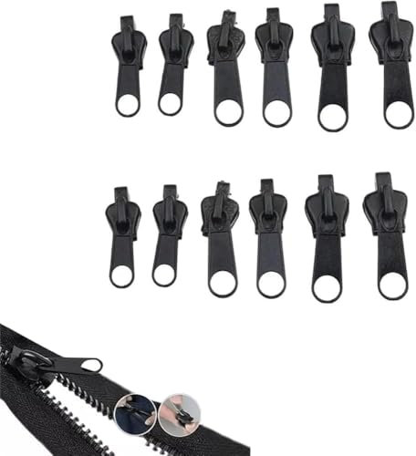 12 Stück Reißverschluss Schieber Ersatz, Reisverschluss-reparaturset, Abnehmbare Metall Reißverschluss Zipper, Universal Reißverschluss Reparatur für Jacken, Rucksäcke, Koffer, Schlafsack