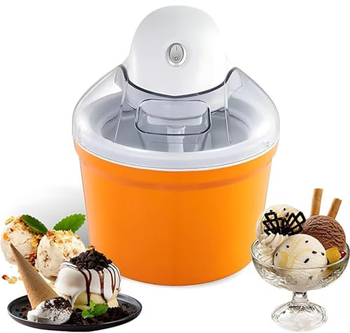 Gelatiera elettrica, piccola macchina for gelato portatile, gelato soft fatto in casa, yogurtiera fai da te for uso domestico da 1200 ml, produzione rapida in 15-25 minuti, for preparare sorbetto(Oran