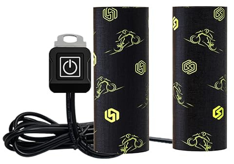 SOBMOTO 12V Heated Grip Wraps for Motorcycle/ATV/Snowmobile, Direct Battery or Acc Powered, Wrap-Around Design, 3 Heat Levels, IP67 Waterproof, Fits Over Existing Grips (Outer Diameter 1.2–1.5)