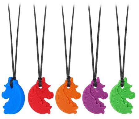 RUIOMII 5 Stück Silikon Kaukette für Kinder Adhs, BeißKette Kinder Adhs, Beißkette