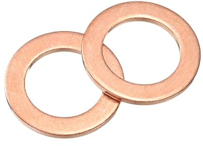 QUARKZMAN Arandela Plana, 12 Pcs Anillos Planos de Cobre M14, 22mm OD, 1.5mm de Espesor Kit de Surtido de Sellos de Anillo, Junta de Sellado Metálica para Tornillos, Pernos y Tuercas