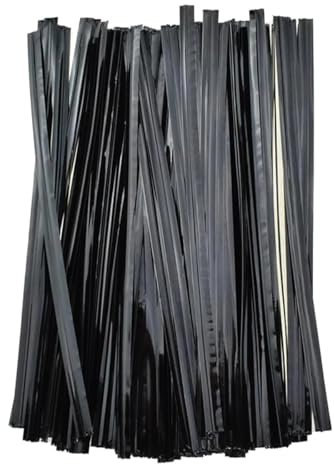 LKXHarleya 800 Bridas de plástico Flexibles para Bolsas, Alambre metálico de 6 cm para Envolver Pan, Dulces, Galletas, Recuerdos de Boda y Regalos, Negras