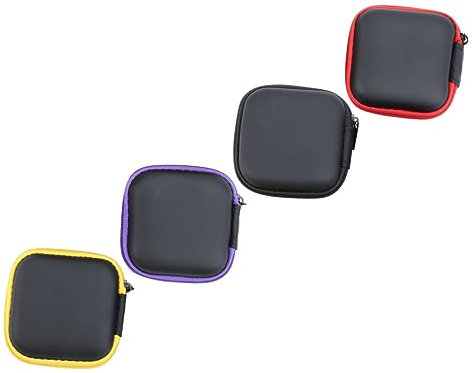 NUOBESTY 4pcs Eva Square Charging Cable Pouch and Earphones Bag, Waterproof and Smooth USB Cable Storage Case Organizer for Travel and Vacation
