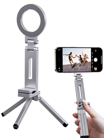 Treppiede Magnetico | Supporto Pieghevole con Manico per Cellulare,Supporto Pieghevole Portatile con Clip Rotante per Smartphone in Palestra e Casa