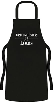 PartyMagix Personalisierte Grillschürze mit Namen BBQ Schürze individuell bedruckt Geschenk für Männer & Frauen Grillmeister Schürze mit Wunschtext Wunschname lustige Küchenschürze für Grillfans