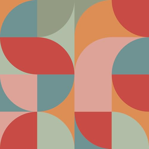 VEELIKE Papier Peint Géométrique Coloré Papier Peint Graphique Abstrait Papiers Peints Geometrique Irrégulier Contemporain Rouleau Adhesif Decoratif Chambre Salle de Bain Salon 44,5 cm × 300 cm