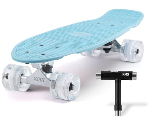 Arrow Board - 22 Zoll Pro Skateboard, KMX Mini Cruiser Skateboard für Kinder, Jugendliche und Erwachsene, Retro Stil Penny Board (22 Zoll Aqua Blau Pro)