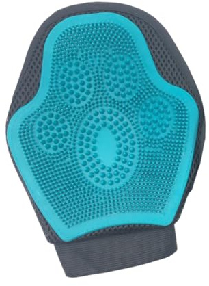 MOTHNUR Double-sided Silicone Pet Massage Glove Brush for Cat and Dog Grooming Bathing, Green Palm Hair Removal Mitt for Shedding Control and Fur Cleaning