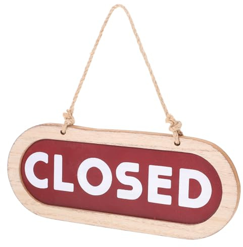 ERINGOGO Cartel de Madera Doble Cara para Puerta Abierto y Cerrado Letrero Colgante Rústico para Tiendas Bares y Restaurantes Señal Decorativa con Texto Open Closed Diseño Vintage Práctico