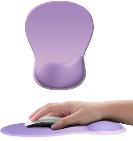 Uwiyo Tapis de Souris avec Support pour Repose-Poignets, Tapis de Souris en Gel Tapis de Sourise Ergonomique avec Repose-Poignet Antidérapant Tapis Sourise Gamer pour Ordinateur Laptop (Violet-Rose)