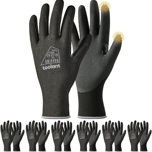 toolant Guantes de trabajo de espuma de nitrilo negro, talla XL, 6 pares