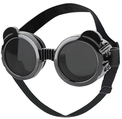 Hundglasögon, retro hundglasögon UV-skyddsglasögon för hundar, utomhus, vindtäta, dammtäta, snöbeständiga, hundglasögon, katthuvudskydd (svart)