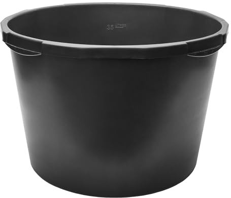 Garronda Gaveta de Obra Redondo 45 L – Cubeta Plástica Resistente para Mortero y Mezclar Cemento, Depósito, Contenedor Multiusos Barreño para Construcción, Hogar y Jardín GD-0170 Negro