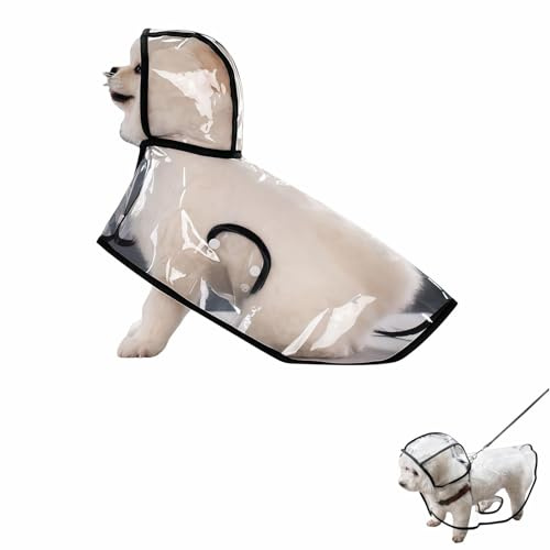 Hund Regenmantel, transparenter Hunde-Regenmantel, Wasserdichter Haustier-Regenmantel mit Kapuze, wasserdicht und stilvoll, für kleine und mittelgroße Hunde (L)