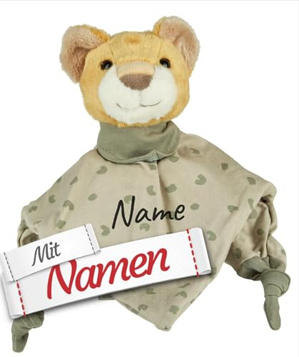 Sterntaler Baby Geschenk personalisiert, Schmusetuch Löwe mit Namen Bestickt - Schnuffeltuch Tröster für Neugeborene, Geschenk zur Geburt, Taufe, Ostern, Weihnachten