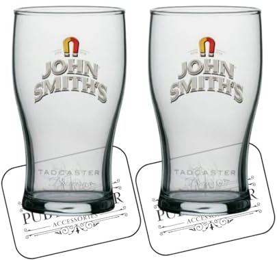 John Smith Tulip Pint Glass, Beer Glass Set, 2 Pack