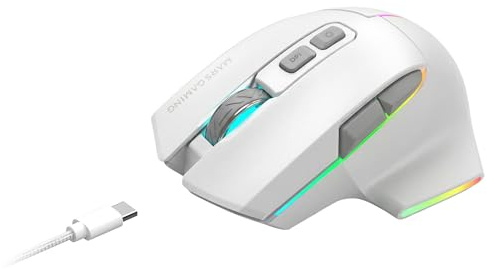 Mars Gaming MMW-VECTOR, Souris Gaming Sans Fil Tri-mode, Bluetooth 5.4 + 2.4GPRO + Câble USB-C, Capteur Optique 12000 DPI, Switchs HUANO, RGB Chroma, Autonomie jusqu'à 70h, Logiciel de Contrôle, Blanc