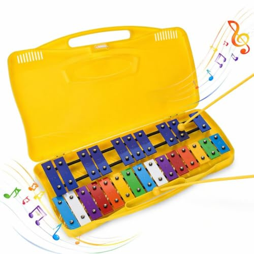 NICOLINI Chromatisches Glockenspiel Xylophon Glockenspiele mit 25 Tönen | Schläger Musikinstrumente mit 2 Schlägel Fördert Musikalische Früherziehung & Kreativität für Erwachsene Geschenk