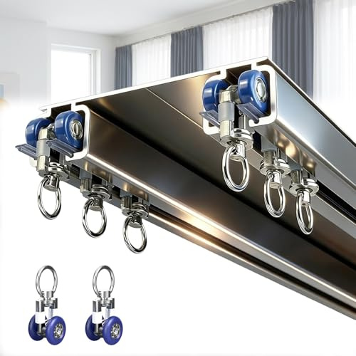 Kraftig gardinstång med dubbla spår i takmonterad aluminiumgardinstång 2,7 m (8,6 fot) tyst glidfunktion idealisk för rumsavdelare, vita flexibla längder 1-5 m