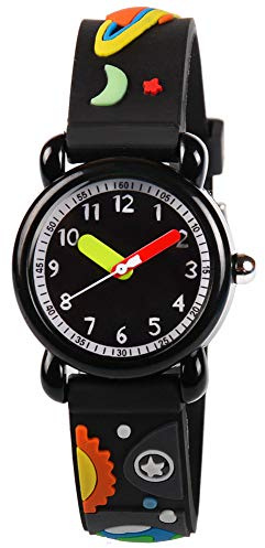 Venhoo Kids Watches Analog 3D Cute Cartoon Waterproof Silicone Children Toddler Wrist Watches Time Teacher for Boys Little Child-Universe