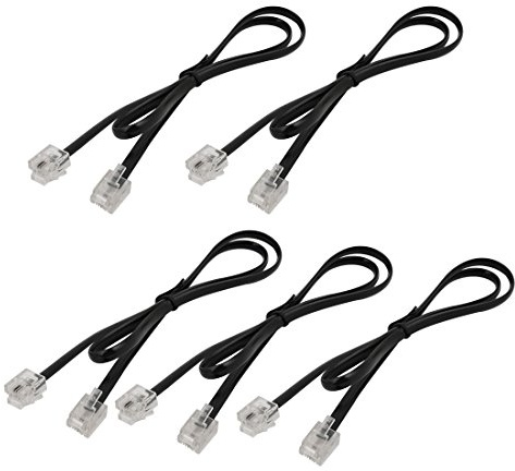 Aexit 5PCS RJ11 6P2C Cavo telefonico prolunga per telefono ner-o 0,5 M Lunghezza ID: 902344