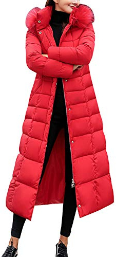 Women Thickened Long Down Jacket Hooded Maxi Winter Puffer Outerwear Parka Coat with Belt