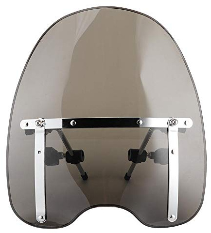 Motorrad Windabweiser, Windschutzscheibe Motorrad, Universal-Frontscheibe für Motorräder, Universal 22-25mm 360 ° verstellbare Lenkerbefestigung(Rauchig)