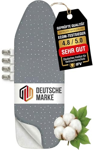 lamodo® - Funda para Tabla de Planchar 140x45 cm - Funda para Tabla de Planchar 100% algodón - Apta para Planchado con Vapor - Acolchado Extra Grueso + elástico y Tensor, 135-140 cm x 40-45 cm