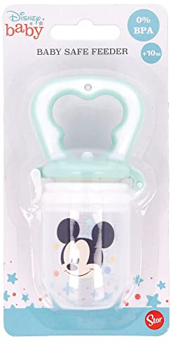 Ciuccio Frutta Disney Mickey Mouse per bambini piccoli in plastica alimentare, con all'interno un confortevole porta ciuccio.