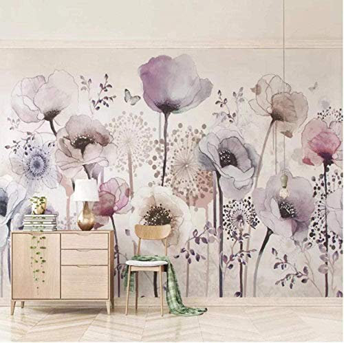 Fototapete Wohnzimmer Flieder Mohn Blume 3D Foto Tapete Wandbild Motiv Tapete Vlies Tapete Wandbild Tapete Wohnzimm Wanddekoration fototapete 3D Tapete effekt Vlies wandbild Schlafzimmer-300cm×210cm
