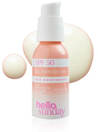 hello sunday | crema hidratante facial Enriquecida con Ácido Hialurónico - con Factor De Protección Solar SPF 50, 50 ml