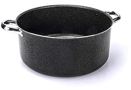 Moneta Etnea Pro Casseruola 2 manici 28 cm, effetto pietra, manici inox, Made in Italy