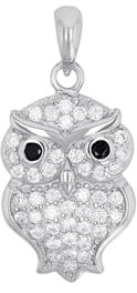 Amor Motivanhänger 925 Sterling Silber Damen Anhänger, mit Zirkonia synth., 2,8 cm, Silber, Eule, Kommt in Schmuck Geschenk Box, 9337378