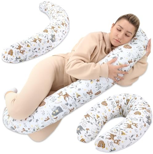 Totsy Baby Stillkissen XXL Schwangerschaftskissen 190 cm - Pregnancy Pillow Body Pillow Seitenschläferkissen Schlafkissen Lagerungskissen Kissen mit Bezug aus Baumwolle Oeko-Tex