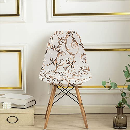 Highdi Schalenstuhl Bezug Luxus Bedruckter Universal Stuhlhussen Stretch Esszimmerstühle Bezug Elastischer Abnehmbar Waschbar Stuhlbezug Wohnzimmer Büro Küchenstühle Husse (Graue Rebe,4PCS)