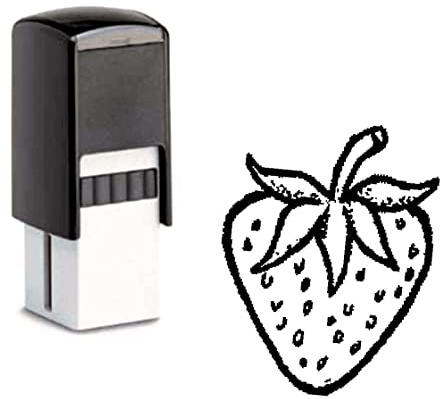 Bonuskartenstempel mit Motiv Erdbeere Obst - Obststand Stempel inkl. Stempelkissen für Bonuskarte Rabattkarte Kundenkarte 10 x 10 mm