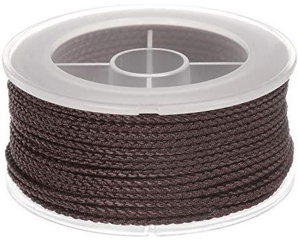 sourcing map Hilo de Nylon, Cuerda de Abalorios de Cordel, Cordón Trenzado Extrafuerte 1,6mm para Pulseras Joyería Fabricación Bricolaje Artesanía 16M/52 Pies, Café