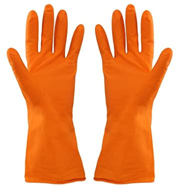 1 par de Guantes for Lavar Platos, Guantes de Goma for Fregar la Cocina, Guantes for Lavar Frutas, Verduras, baño, jardín, Guantes de Limpieza (Color : Orange)