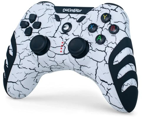 DuLingKer Mando PC Inalámbrico, Mando PS3 PC Gamepad con Doble Vibración, Inalámbrico 2,4G Gaming Mandos para Windows 11 10 8 7, PS3, Android Smart TV, TV Box, Laptop, Steam Blanco