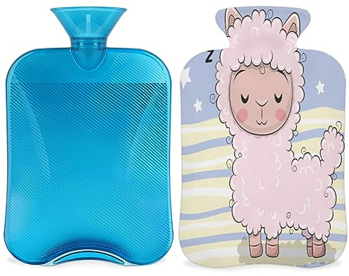 Süße Alpaka-Wärmflasche mit flauschigem Bezug, 2 l, große Kapazität, Alpaka-Lama-Flasche, Wasserbeutel für gemütliche Nächte, Linderung von Schmerzen, Rücken, Nacken und Schultern
