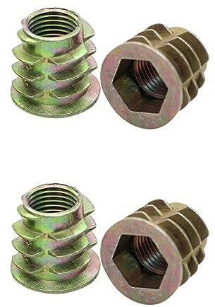 ULTECHNOVO Metal 80 Piezas Tuercas De Inserción Roscadas Unidad De Zócalo Hexagonal Pernos De Muebles Tuerca De Inserción Roscada Insertos Roscados Para Madera Perno Cincado Triple Conector